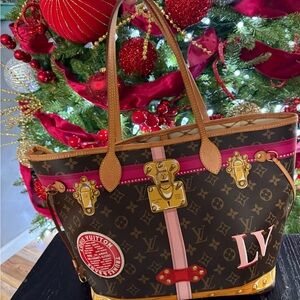Louis Vuitton Brown and Pink Monogram Tote Summer limited Edition